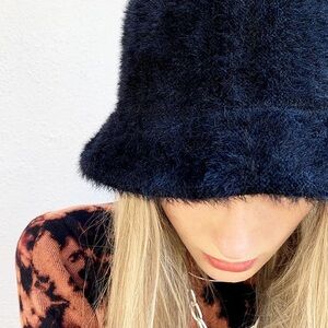 Urban outfitters black Fuzzy Bucket Hat
